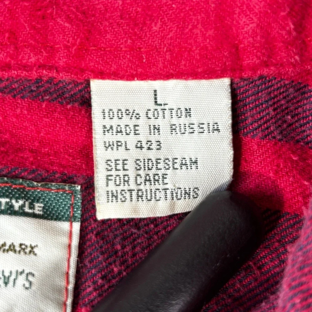 VTG Levi's Heavy Flannel Shirt Mens Large Red Burgundy Striped grunge workwear